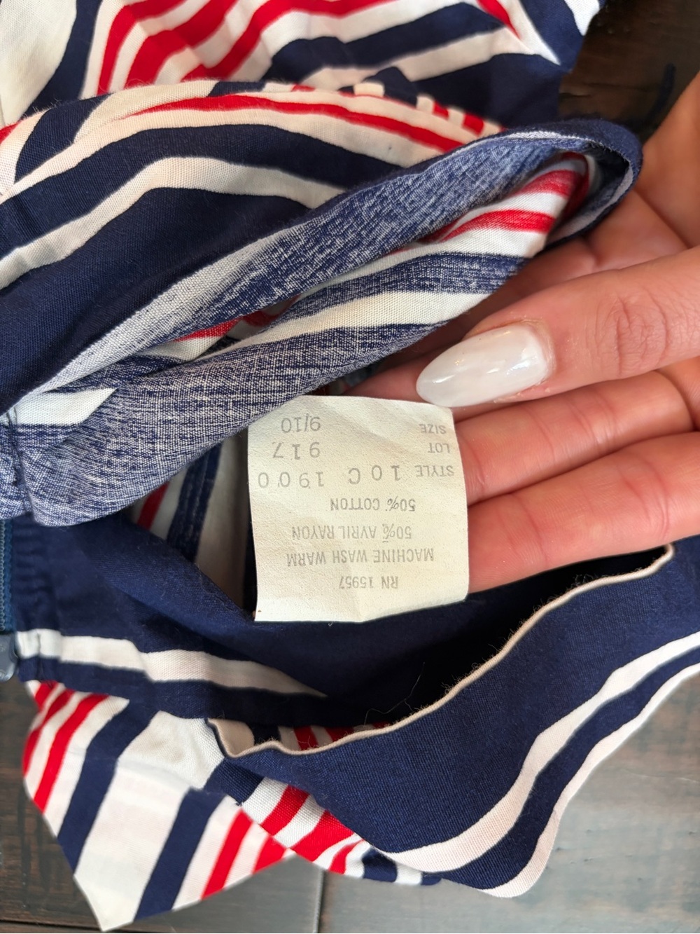 Vintage Navy Striped Sundress with Red & White Accents 4th of July Summer 90’s - Picture 5 of 10